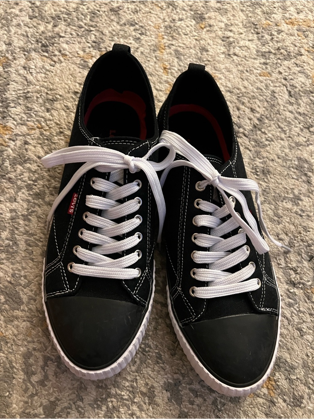 Levi's Black Canvas Low-Top Sneakers with White Laces